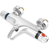 Grifo termostático para ducha g1/2 – grifo de latón con temperatura constante, entrada de agua caliente a la izquierda y agua fría a la derecha.