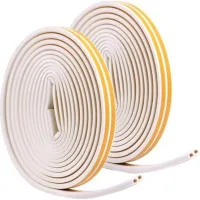 2 tiras de sellado para puertas y ventanas, tira de espuma tipo d de 12 m, de goma, autoadhesiva, color blanco.