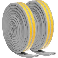 Burletes para puertas y ventanas, burletes autoadhesivos de espuma, resistentes al viento y al sonido (gris, 6 m x 2, tipo d)