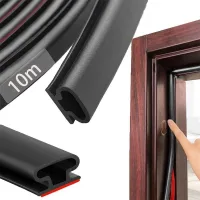 Burlete autoadhesivo de tpe negro para puertas y ventanas, 10 m – aislamiento acústico y térmico – caucho compresible de alta densidad