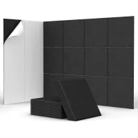 Paneles de pared insonorizados autoadhesivos, aptos para oficinas, dormitorios y salas, 18 piezas, negro.