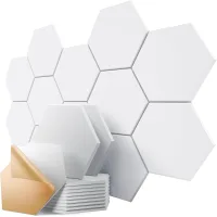 12 paneles autoadhesivos fonoabsorbentes - 36 cm de diámetro - elegante diseño hexagonal - ignífugos - (blanco puro)