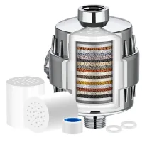 Kit: 2 filtros de ducha universales de 20 etapas + 1 cartucho, purificador de agua dura, elimina metales pesados y depósitos.