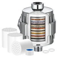 Juego de 3 filtros de ducha universales de grado 20 + 1 cartucho de filtro - purificador de agua dura - elimina metales pesados y otros depósitos.