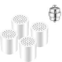 Juego de 4 filtros de ducha universales con 20 niveles de filtración + 1 cartucho, purificador de agua dura, elimina metales pesados y depósitos.