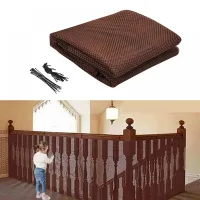 Red de seguridad para escaleras, red de seguridad para bebés, red de seguridad para balcones, red protectora - marrón - 79 cm x 3 m