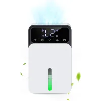 Deshumidificador doméstico portátil y silencioso, equipado con iluminación led y una pantalla táctil inteligente.