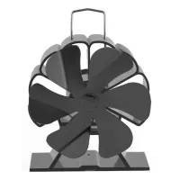 Ventilador de chimenea de seis aspas, ventilador de chimenea inalámbrico, estufa de chimenea, negro