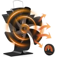 Ventilador de chimenea de seis aspas con protección contra sobrecalentamiento, apto para estufas de leña y chimeneas de gas.