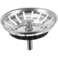 Tapón de desagüe para fregadero, tapón de desagüe universal para fregadero de cocina, acero inoxidable, 80 mm de diámetro.