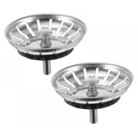 Tapón de desagüe para fregadero, tapón de desagüe universal para fregadero de cocina, acero inoxidable, 80 mm de diámetro (2 unidades)