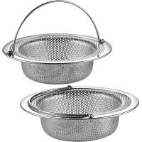 Colador de fregadero de acero inoxidable – para fregaderos y desagües de cocina, evita obstrucciones – paquete de 2 – 11 x 11 x 2,7 cm
