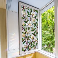 Lámina decorativa con efecto vidriera 3d, estampado floral - 45 x 200 cm - 2 unidades por paquete