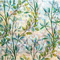 Lámina opaca estática para ventanas con estampado de enredaderas verdes, 40 x 200 cm, perfecta para cocinas, dormitorios y baños.