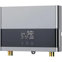 Calentador de agua instantáneo de 6000 w, calentador de agua pequeño, apto para duchas, fregaderos de cocina y baños, color plata.