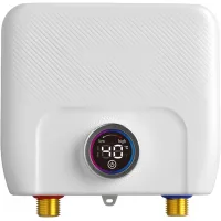 Calentador de agua eléctrico instantáneo pequeño, 220v, 6500w, con pantalla digital, apto para cocinas y baños.