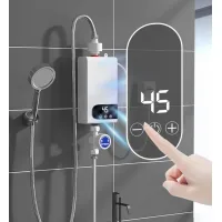 5500w calentador de agua eléctrico instantáneo, pantalla táctil led, calentamiento rápido en 3 segundos, diseño sin tanque, con kit de ducha.