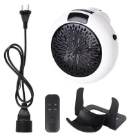 Calefactor eléctrico mural con termostato y temporizador, enchufable y con mando a distancia, 400 w, color blanco.