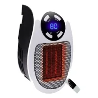 Calefactor cerámico portátil de 350 vatios con ventilador, termostato y temporizador para oficina, dormitorio y sala de estar (blanco con control rem