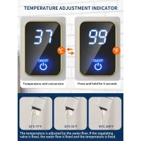 Calentador de agua instantáneo, 220v, 3500w, calentador de agua eléctrico sin tanque con pantalla led, rojo.