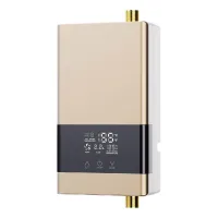 Calentador de agua instantáneo sin tanque, color dorado, compatible con ajustes de temperatura, 220v 6000w (enchufe no incluido).
