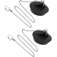 Tapón de fregadero de goma de 2 piezas con cadena de bolas, tapón de fregadero universal de acero inoxidable con gancho