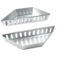 Cesta de acero galvanizado para carbón vegetal, con 2 soportes para cartuchos de carbón para cocción directa e indirecta.