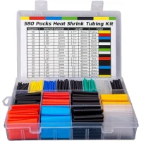 Juegos completos de tubos termorretráctiles y tubos de aislamiento eléctrico (varios colores, 580 piezas)