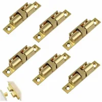 Cerradura de puerta, doble pestillo de bola de latón, herraje para muebles, juego de 6