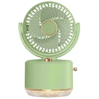 Ventilador de escritorio con cable, tres velocidades, funcionamiento silencioso y depósito de agua de 400 ml.