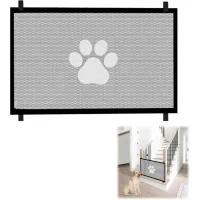 Barrera de seguridad para perros, apta para bebés y mascotas, no requiere taladrar (110 x 78 cm, negra).