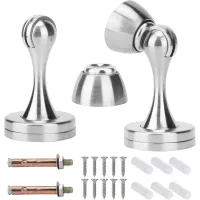 Topes magnéticos para puertas (paquete de 2): topes de acero inoxidable con tubo de succión suave, montaje en pared, topes magnéticos de alta resiste