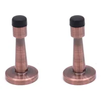 Topes de puerta reforzados, para montaje en pared, con almohadillas de goma, de acero inoxidable de alta resistencia, paquete de 2 - color cobre