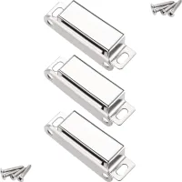 Cierre magnético para puertas, 20 kg, con 12 tornillos, acero inoxidable 304, para cerrar puertas de muebles, armarios y roperos (paquete de 3).