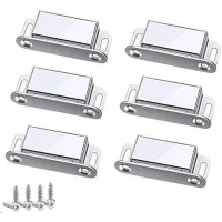 Cierres magnéticos para puertas, 6 kg, con 24 tornillos, acero inoxidable 304, para cerrar puertas de muebles, armarios y roperos (paquete de 6).