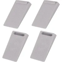Cuatro topes de goma para puertas, de 9,4 x 4 x 2 cm, de color gris, aptos para todo tipo de puertas, ventanas y suelos interiores; protegen suelos y