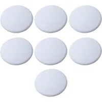 El juego más resistente de topes para pomos de puerta de pared. incluye 7 topes de silicona blanca (3,98 cm de diámetro) y protectores de pared redon