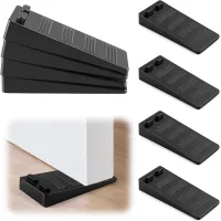 Topes de puerta de goma de 8 piezas, 4 × 9,4 × 2 cm, apilables y antideslizantes, altura ajustable, resistentes a los arañazos, para uso interior y e