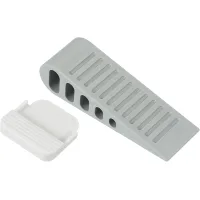 Tope de puerta de goma resistente y apilable, color gris, protege paredes y suelos de hormigón o baldosas, incluye soporte.