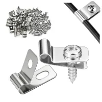 Paquete de 60 clips de fijación para cercas de malla rígida, con tornillos, es para cercas de metal, madera, malla soldada y alambre de púas