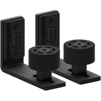 Guías de suelo ajustables de 2 piezas para puertas correderas de madera, guía inferior para pared o puerta, fácil instalación, color negro.