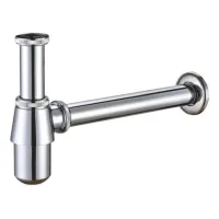 Juego de tuberías de desagüe de 1-1/4 pulgadas, sifón clásico para fregadero, sifón redondo cromado
