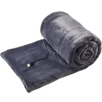 Manta eléctrica recargable por usb, de tejido suave, color gris, con ajuste de temperatura en varias direcciones, 100 x 80 cm.