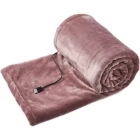 Manta eléctrica recargable por usb, de tejido suave, color rosa, ajustable a varias configuraciones, 100 x 80 cm.