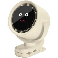 Ventilador portátil – mini ventilador de escritorio silencioso de 4000 mah con clip, recargable por usb, 5 velocidades de viento, blanco
