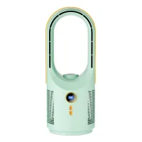 Ventilador de sobremesa compacto, silencioso y sin aspas, con 5 velocidades y carga usb (verde).