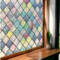 Lámina para ventanas con efecto vidriera, lámina de privacidad, lámina electrostática, adhesivo decorativo, protección uv, 60 x 100 cm