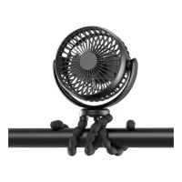 Mini ventilador portátil para , ventilador giratorio de 360° para asiento de coche, cuna, cinta de correr, negro.