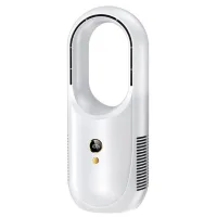 Ventilador de escritorio portátil sin aspas con puerto usb, funcionamiento silencioso y panel led (blanco).