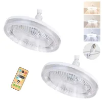 2 ventiladores de techo modernos con iluminación, giro de 360° y control remoto inteligente - base no incluida